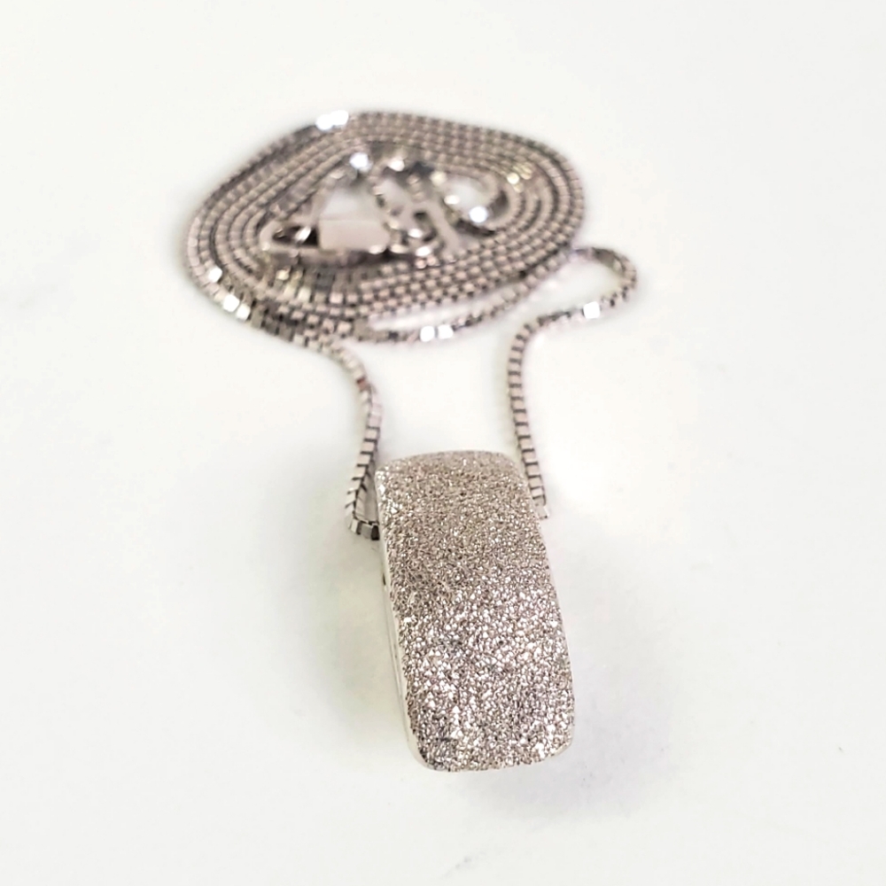 Watch Video / 14K Gold Reversible Diamond Dust Style Geometric Pendant Necklace